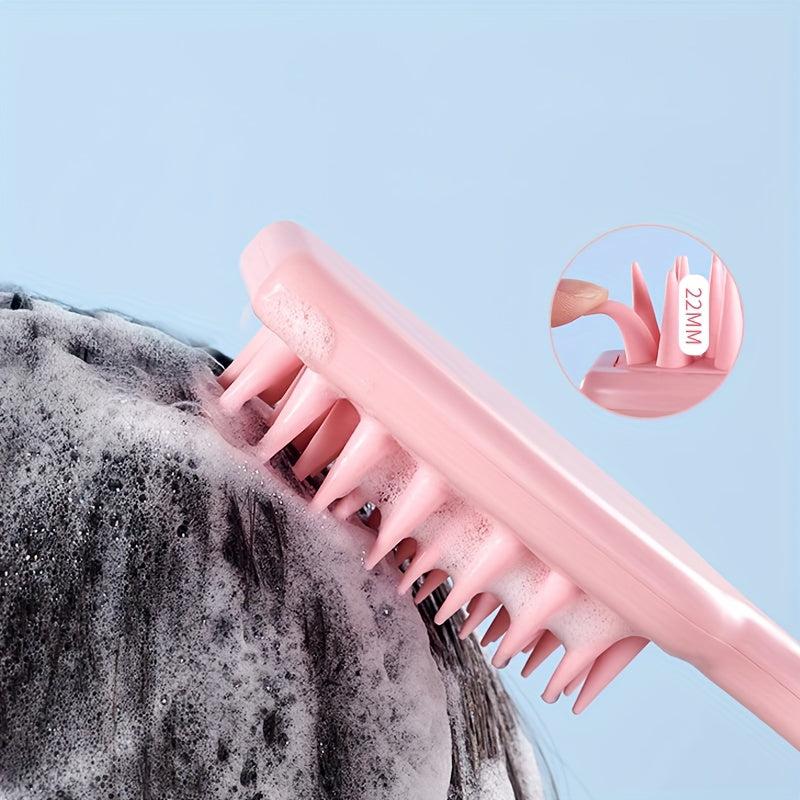 Silicone Hairdressing Brush Long Handle Scalp Cleaning Massage Comb