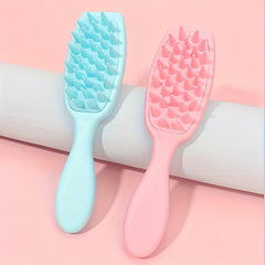 Silicone Hairdressing Brush Long Handle Scalp Cleaning Massage Comb