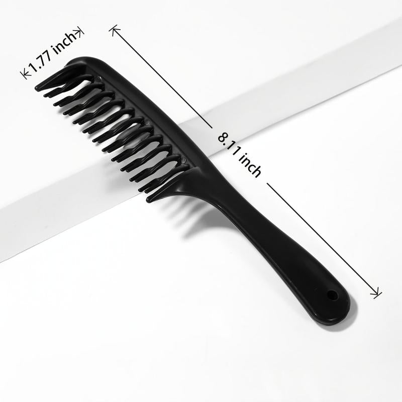 Double Row Wide Tooth Detangler Hair Comb with Handle