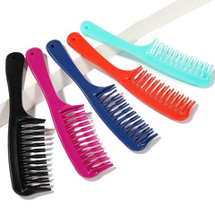 Double Row Wide Tooth Detangler Hair Comb with Handle