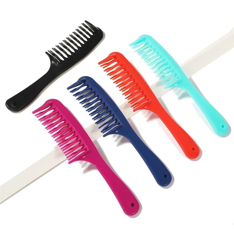 Double Row Wide Tooth Detangler Hair Comb with Handle