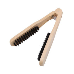 Hair Straightening Comb Clamp V-Shaped Wooden Handle Hair Comb