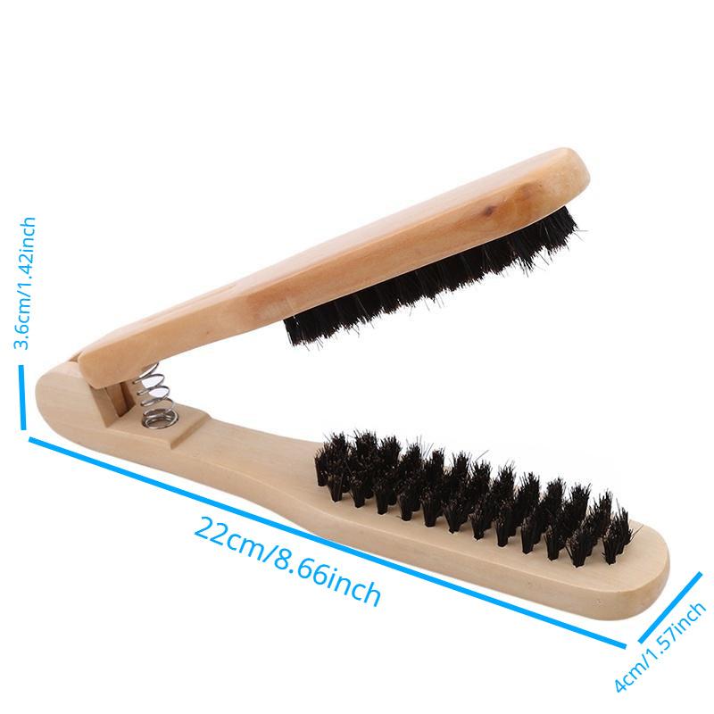 Hair Straightening Comb Clamp V-Shaped Wooden Handle Hair Comb
