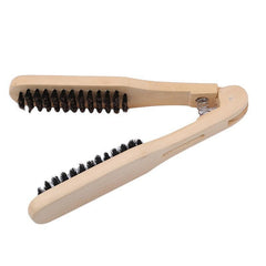 Hair Straightening Comb Clamp V-Shaped Wooden Handle Hair Comb