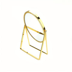 Vintage Metal Vanity Mirror 360 Rotation Beauty Mirror with Stand