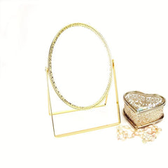 Vintage Metal Vanity Mirror 360 Rotation Beauty Mirror with Stand