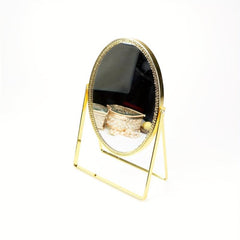 Vintage Metal Vanity Mirror 360 Rotation Beauty Mirror with Stand