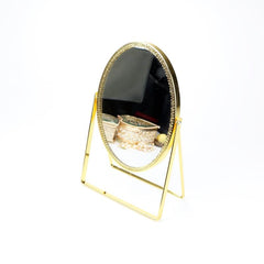 Vintage Metal Vanity Mirror 360 Rotation Beauty Mirror with Stand