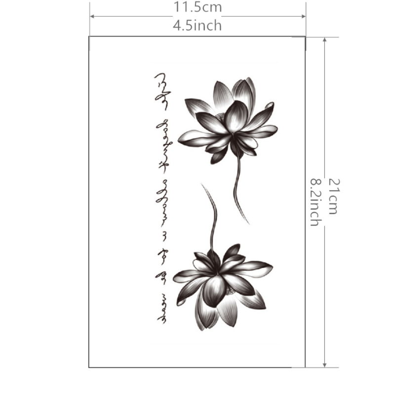 Lotus Pattern Waterproof Temporary Tattoo - Long Lasting & Easy