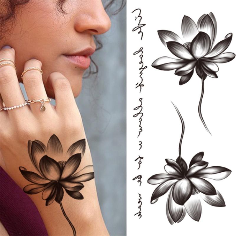 Lotus Pattern Waterproof Temporary Tattoo - Long Lasting & Easy