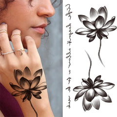 Lotus Pattern Waterproof Temporary Tattoo - Long Lasting & Easy