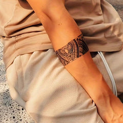 Long Lasting Owl Mayan Totem Armband Temporary Tattoo