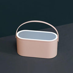 LED Mirror Makeup Organizer Box Portable Travel Case