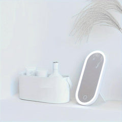 LED Mirror Makeup Organizer Box Portable Travel Case