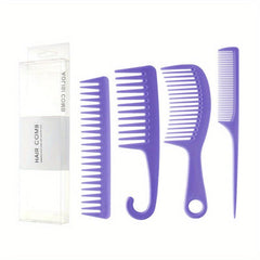 4pcs Hair Comb Set Wide/Fine Tooth Rat Tail Comb Shower Comb With Hook
