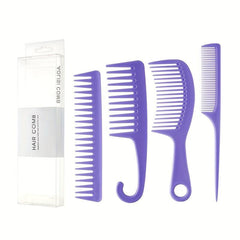 4pcs Hair Comb Set Wide/Fine Tooth Rat Tail Comb Shower Comb With Hook
