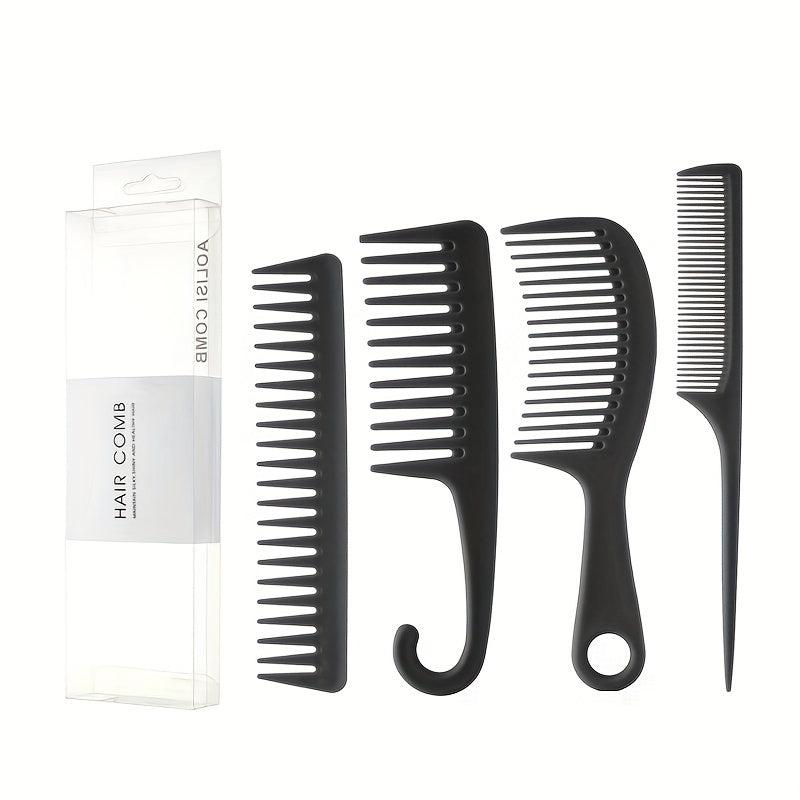4pcs Hair Comb Set Wide/Fine Tooth Rat Tail Comb Shower Comb With Hook