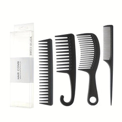 4pcs Hair Comb Set Wide/Fine Tooth Rat Tail Comb Shower Comb With Hook