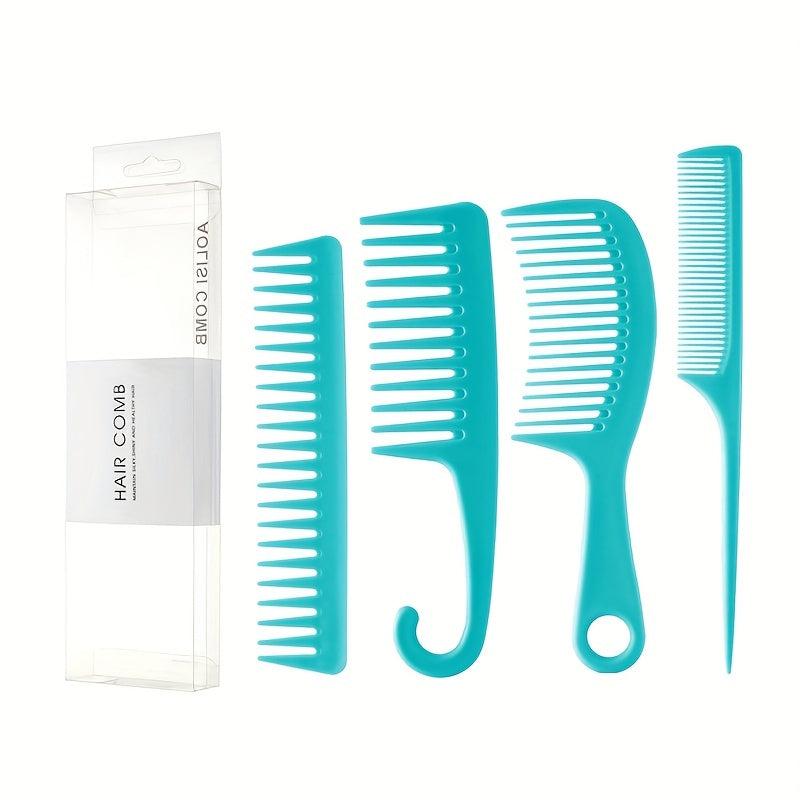4pcs Hair Comb Set Wide/Fine Tooth Rat Tail Comb Shower Comb With Hook