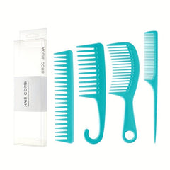4pcs Hair Comb Set Wide/Fine Tooth Rat Tail Comb Shower Comb With Hook