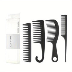 4pcs Hair Comb Set Wide/Fine Tooth Rat Tail Comb Shower Comb With Hook
