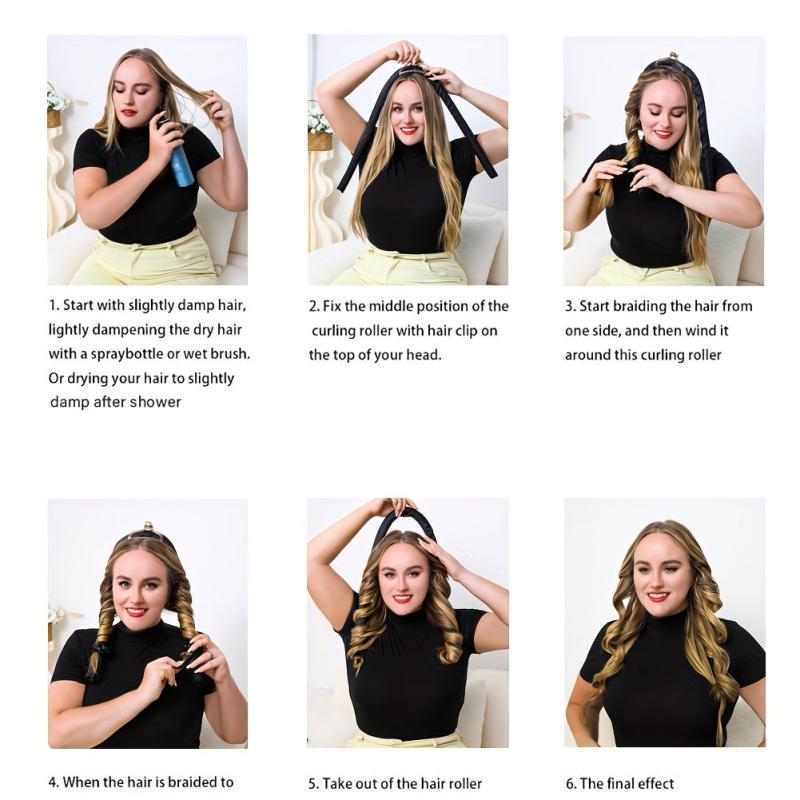 Heatless Curling Iron Headband Set with Hair Rings Clip and Comb