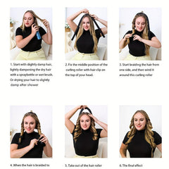 Heatless Curling Iron Headband Set with Hair Rings Clip and Comb