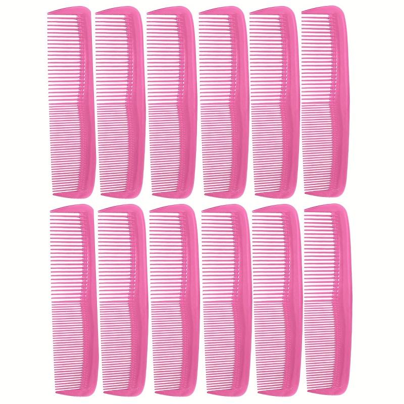 12pcs Small Row Comb Double Teeth Compact Thick Plastic Fine Tooth Comb