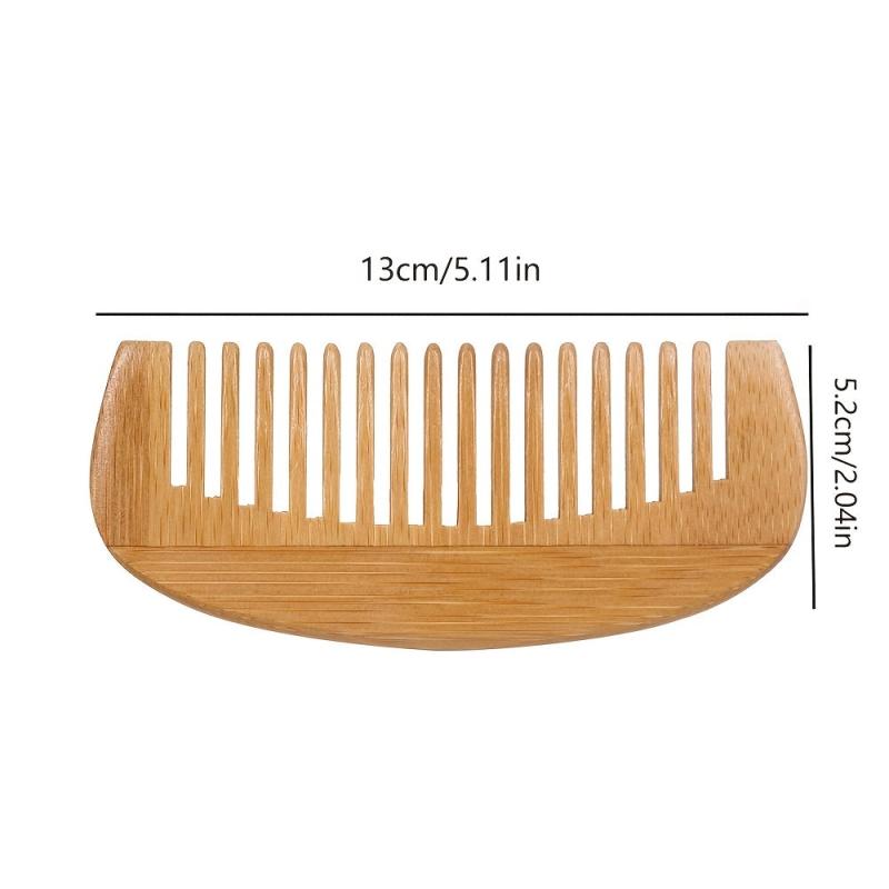 Wooden Crescent Comb Wide Tooth Comb for Detangling and Styling Hair