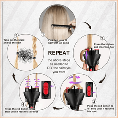 7pcs Automatic Hair Braider Set with Rat Tail Comb and Clips