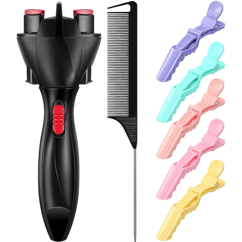 7pcs Automatic Hair Braider Set with Rat Tail Comb and Clips