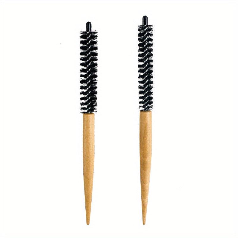 Household Small Round Hair Brush Mini Round Wooden Hair Brush Nylon Bristles