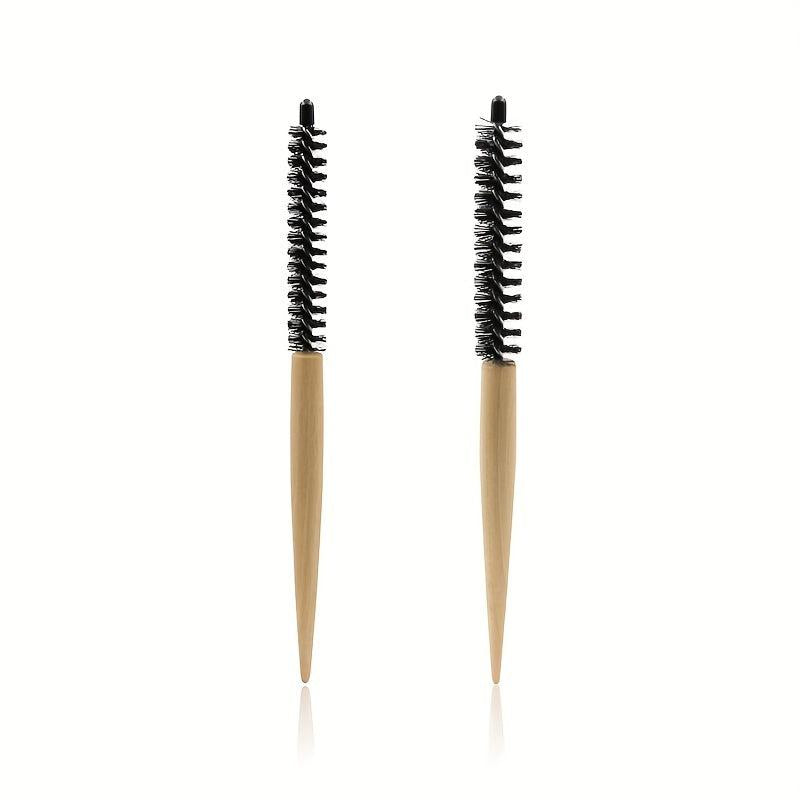 Household Small Round Hair Brush Mini Round Wooden Hair Brush Nylon Bristles