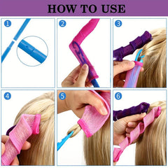 Magic Hair Curlers Portable Heatless Spiral Rollers DIY Styling Kit