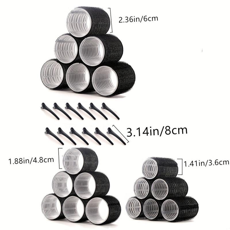 30pcs Self Grip Rollers Kit With 18 Heatless Hair Rollers & 12 Hair Clips