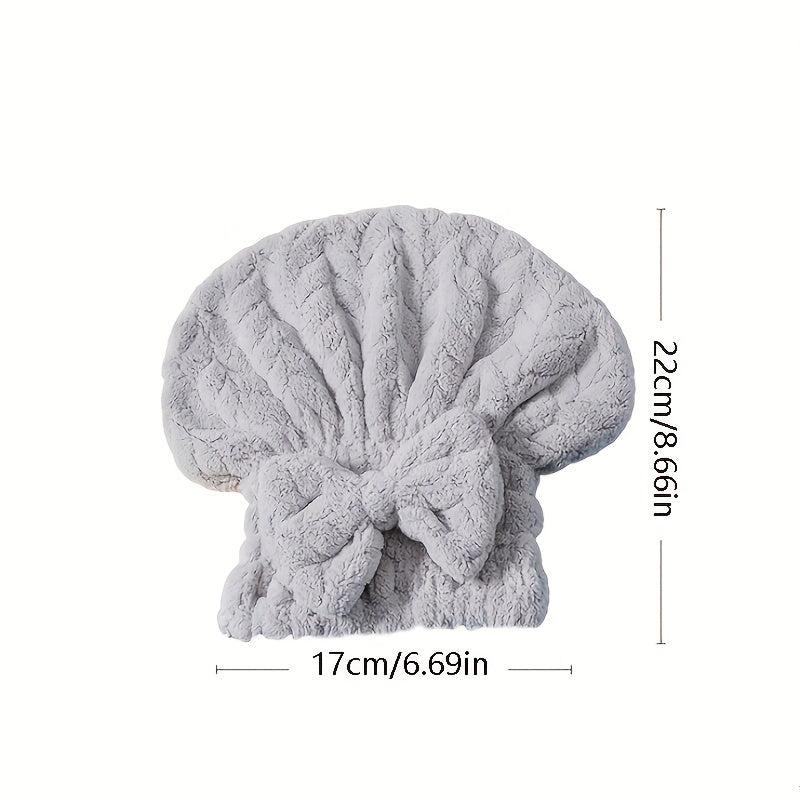 Coral Fleece Bowknot Hair Dryer Cap Quick Dry Towel