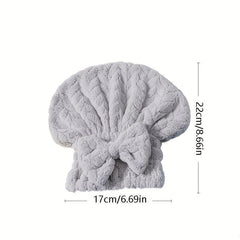 Coral Fleece Bowknot Hair Dryer Cap Quick Dry Towel