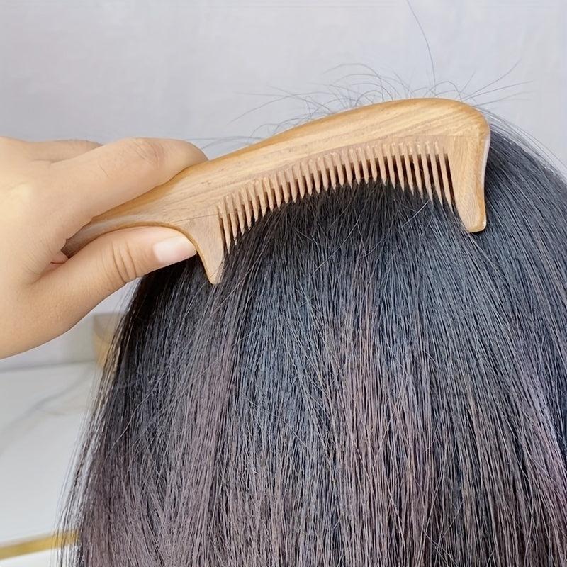 Green Sandalwood Comb Detangling Hair Brush Anti Static Hairdressing Brush
