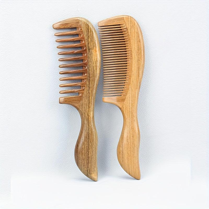 Green Sandalwood Comb Detangling Hair Brush Anti Static Hairdressing Brush