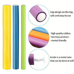 42pcs Heatless Hair Curler Flexible Foam Rollers Long Hair