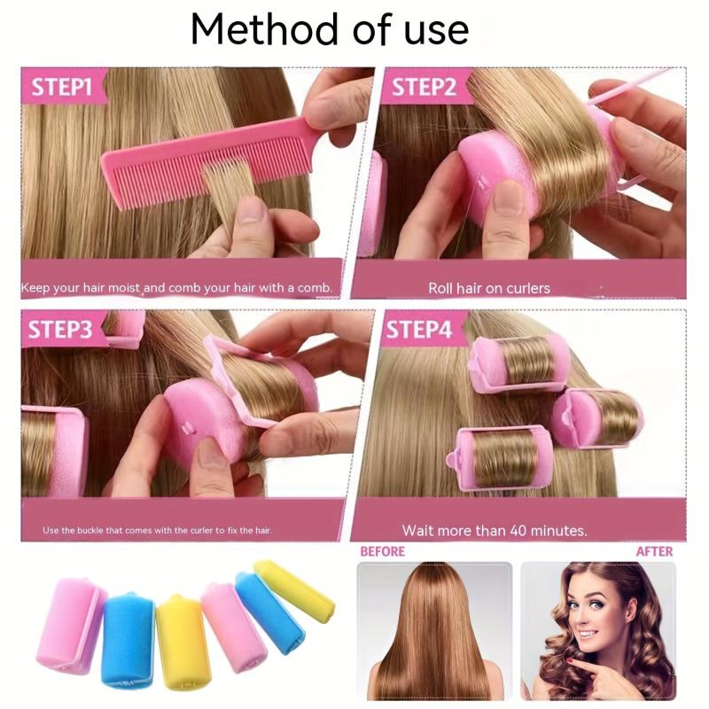 8pcs Sponge Foam Hair Curler Overnight Curlers Foam Rollers For Hair Styling