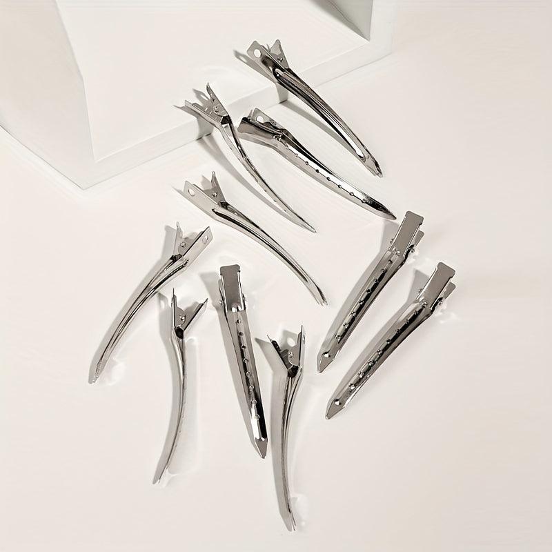 10pcs Metal Duck Billed Hair Clips Single Prong Hair Grips for Women