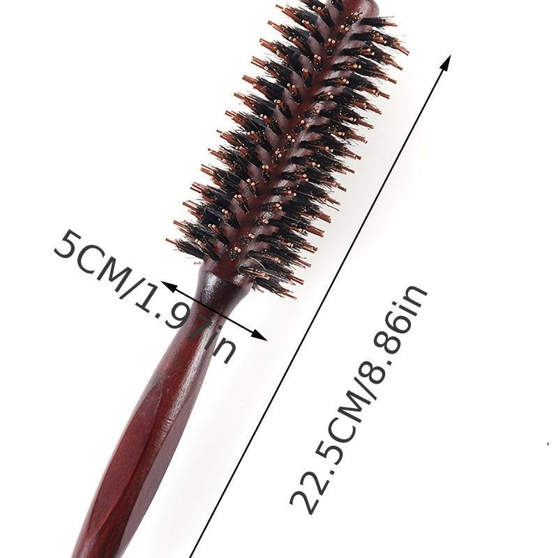 Round Comb Wooden Handle Bristle Brush Anti Static Hair Brush