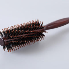 Round Comb Wooden Handle Bristle Brush Anti Static Hair Brush
