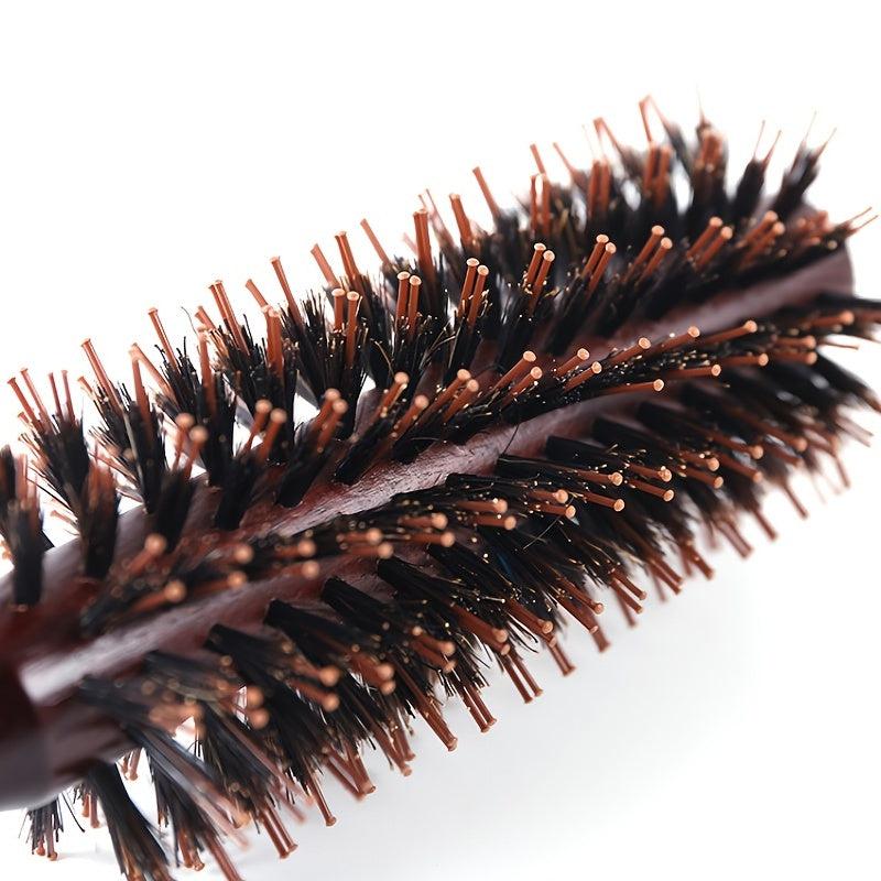Round Comb Wooden Handle Bristle Brush Anti Static Hair Brush