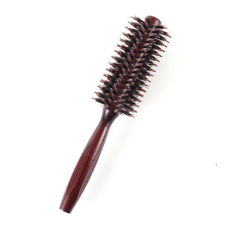 Round Comb Wooden Handle Bristle Brush Anti Static Hair Brush