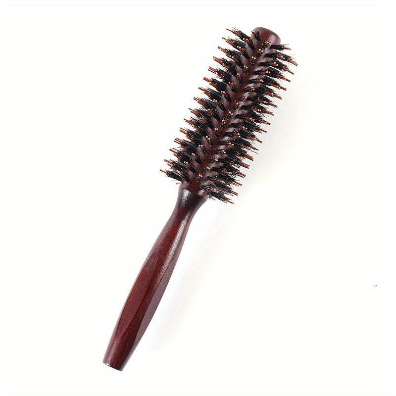 Round Comb Wooden Handle Bristle Brush Anti Static Hair Brush