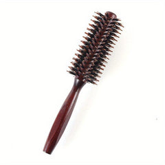 Round Comb Wooden Handle Bristle Brush Anti Static Hair Brush