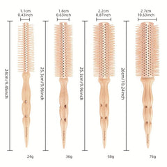 Beech Wooden Round Rolling Comb Anti static Curling Comb