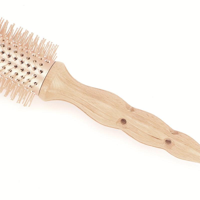 Beech Wooden Round Rolling Comb Anti static Curling Comb